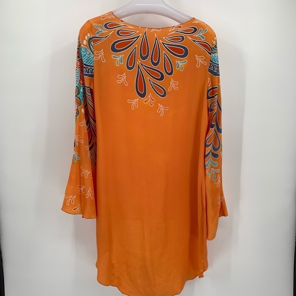 Noor Arfa Malasia Batik 100% Silk Bell Sleeve Tunic Top‎ Festival Boho - Picture 7 of 10